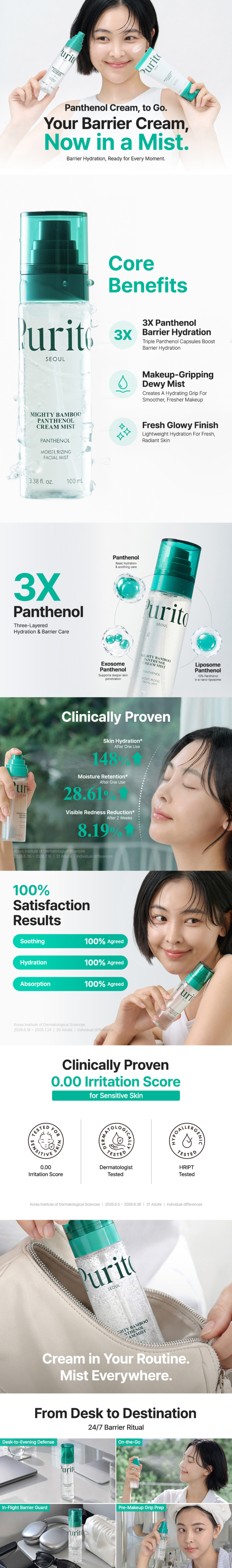 PURITO Mighty Bamboo Panthenol Cream Mist &mdash; мобильная инфографика производителя