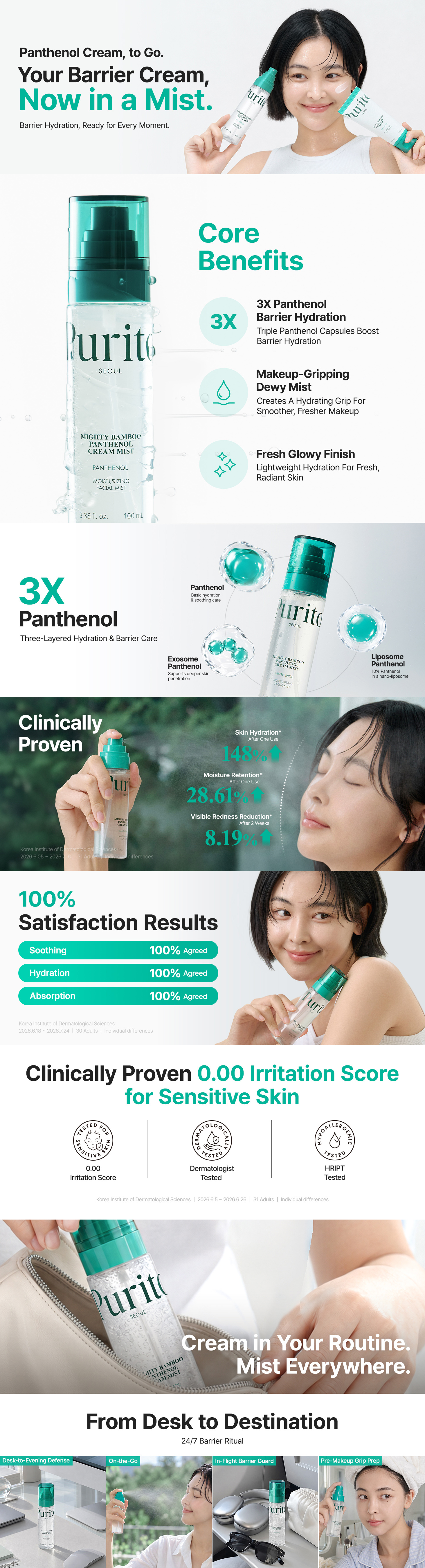 PURITO Mighty Bamboo Panthenol Cream Mist &mdash; оригинальная инфографика производителя